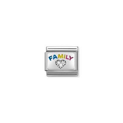 Composable CL SIMBOLS stainless steel, enamel, Cub, Zirc and 925 silver FAMILY WITH HEART