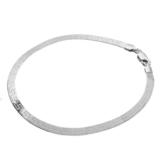 19cm diamond cut greek key herringbone bracelet