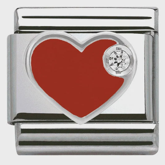 Composable CL SIMBOLS stainless steel, enamel, 1 Cub, Zirc and 925 silver (01_RED heart)