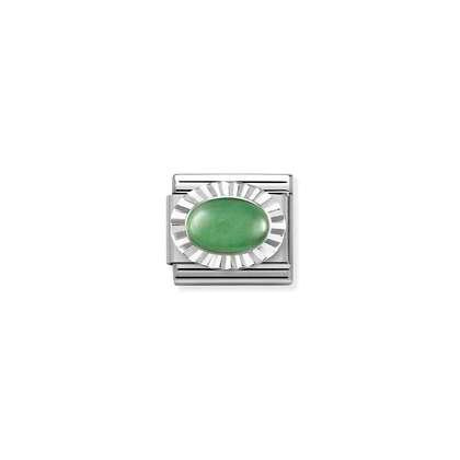 Composable Classic STONES, steel, DIAMOND OVAL 925 sterling silver (23_Green aventurine)