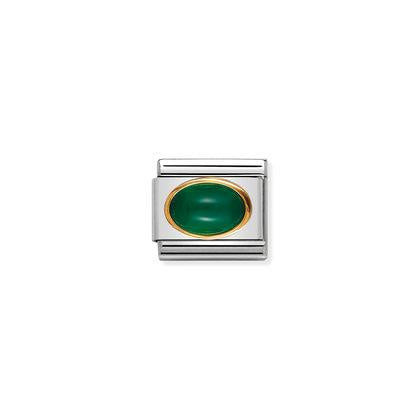 Composable Classic oval hard stones in stainless steel and bonded yellow gold (03_GREEN AGATE)