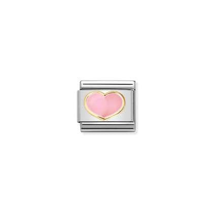 Composable Classic LOVE 2 stainless steel, enamel and bonded yellow gold (21_PINK heart)