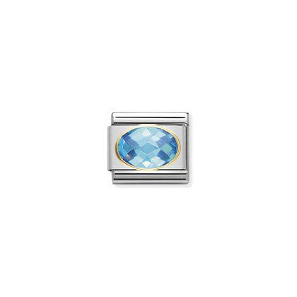 COMPOSABLE Classic FACETED CUBIC zirconia, stainless steel and bonded yellow gold (006_LIGHT BLUE)