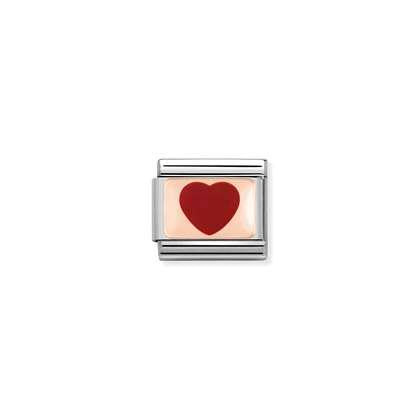 Composable Classic PLATES in stainless steel with 9k rose gold and enamel (14_Red Heart)