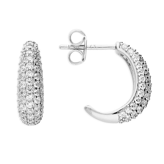 Tapered cubic zirconia J-hoop studs