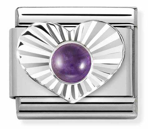 Composable Classic STONES, steel, DIAMOND HEART 925 sterling silver (35_AMETHYST)