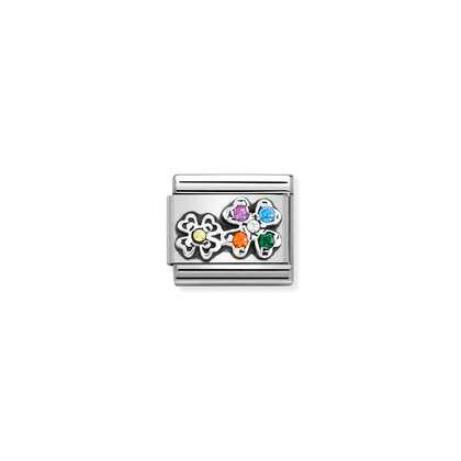 Composable CL SYMBOLS OX steel, Cz and silver 925 (04_Four-leaf clover RAINBOW)