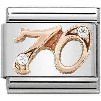 Composable Classic NUMBERS steel, zircon and 9k rose gold (70-70)