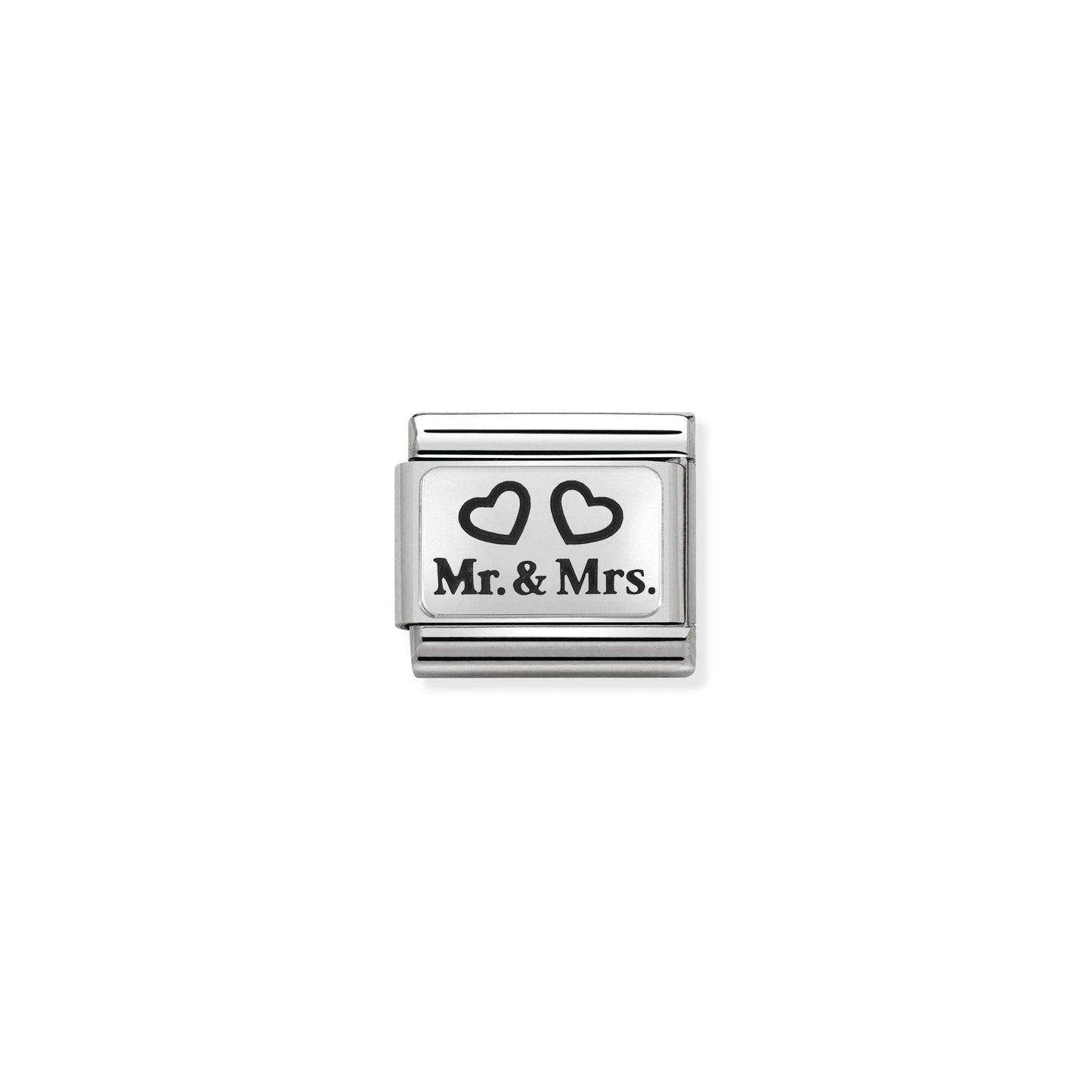 Composable Classic OXYDISED PLATES 2 in steel and 925 silver (01_Mr and Mrs)