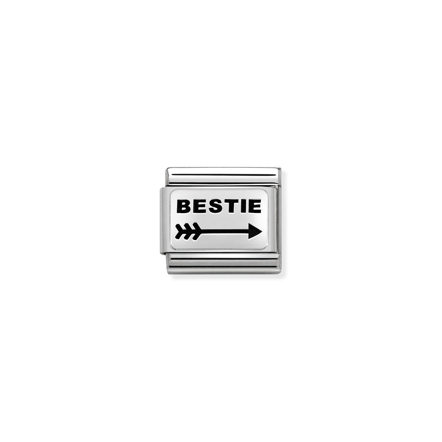 Composable Classic OXYDISED PLATES 2 in steel and 925 silver (42_Arrow left BESTIE)