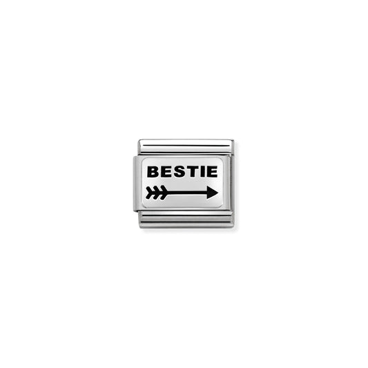 Composable Classic OXYDISED PLATES 2 in steel and 925 silver (42_Arrow left BESTIE)