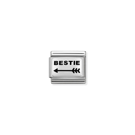 Composable Classic OXYDISED PLATES 2 in steel and 925 silver (43_Arrow right BESTIE)