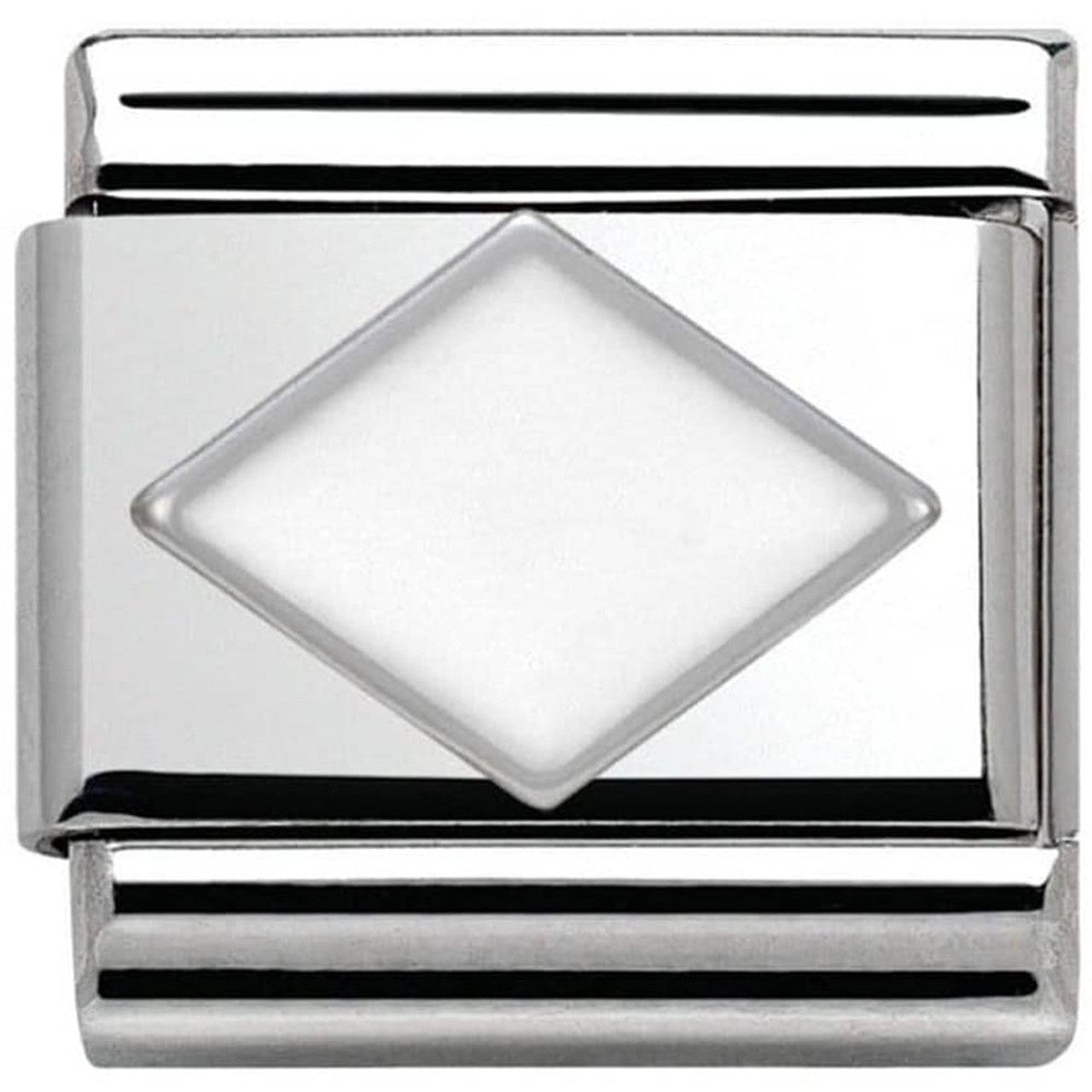 Composable Classic SYMBOLS in stainless steel , enamel and silver 925 (09_White Rhombus)