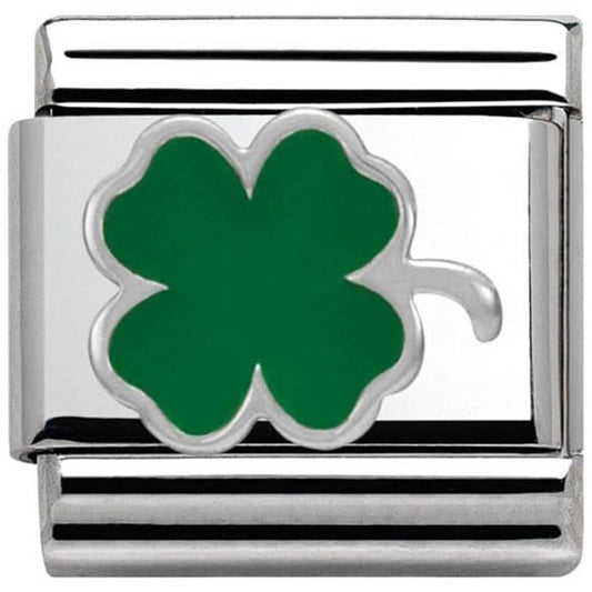 Composable Classic SYMBOLS in stainless steel , enamel and silver 925 (12_Green Clover)