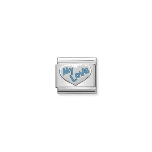 Composable Classic SYMBOLS in stainless steel , enamel and silver 925 (32_MY LOVE Heart Light Blue)