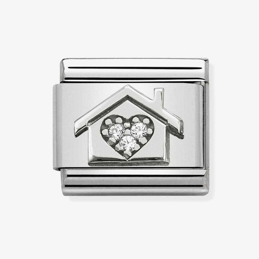 Composable CL  symbols stainless steel , silver 925, and Cubic zirconia (11_Home with heart)