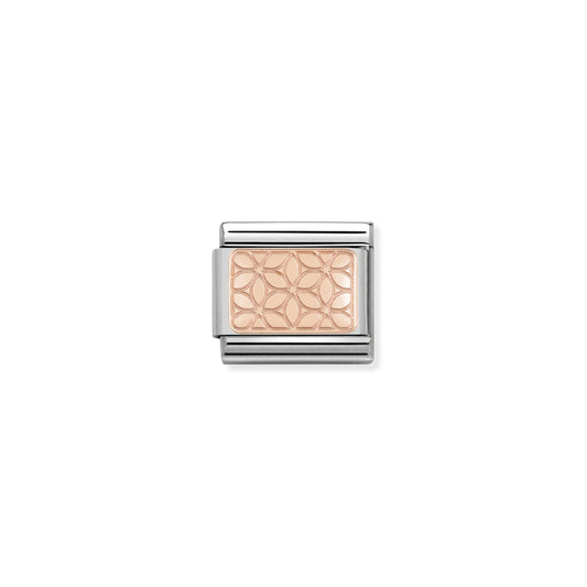 Composable Classic PLATES in stainless steel with 9k rose gold CUSTOM (18_Flowers)