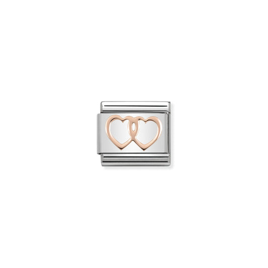 Composable Classic SYMBOLS stainless steel and 9k rose gold (08_Double Hearts)