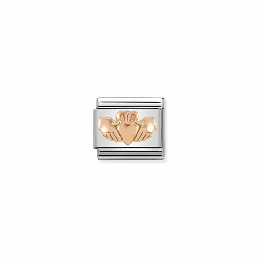 Composable Classic RELIEF SYMBOLS stainless steel and 9k rose gold (20_Claddagh with heart)