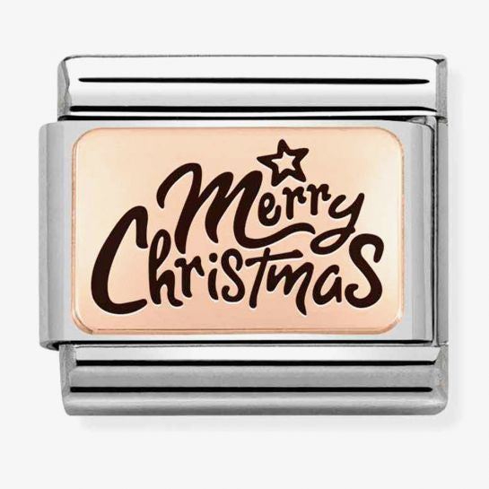 Composable Classic PLATES (IC) steel and 9k rose gold (14_Merry Christmas italics)