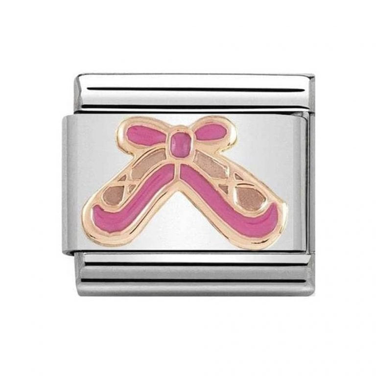 Composable Classic RELIEF in st,steel, enamel and 9k rose gold (02_Ballet Shoes with Pink Enamel)