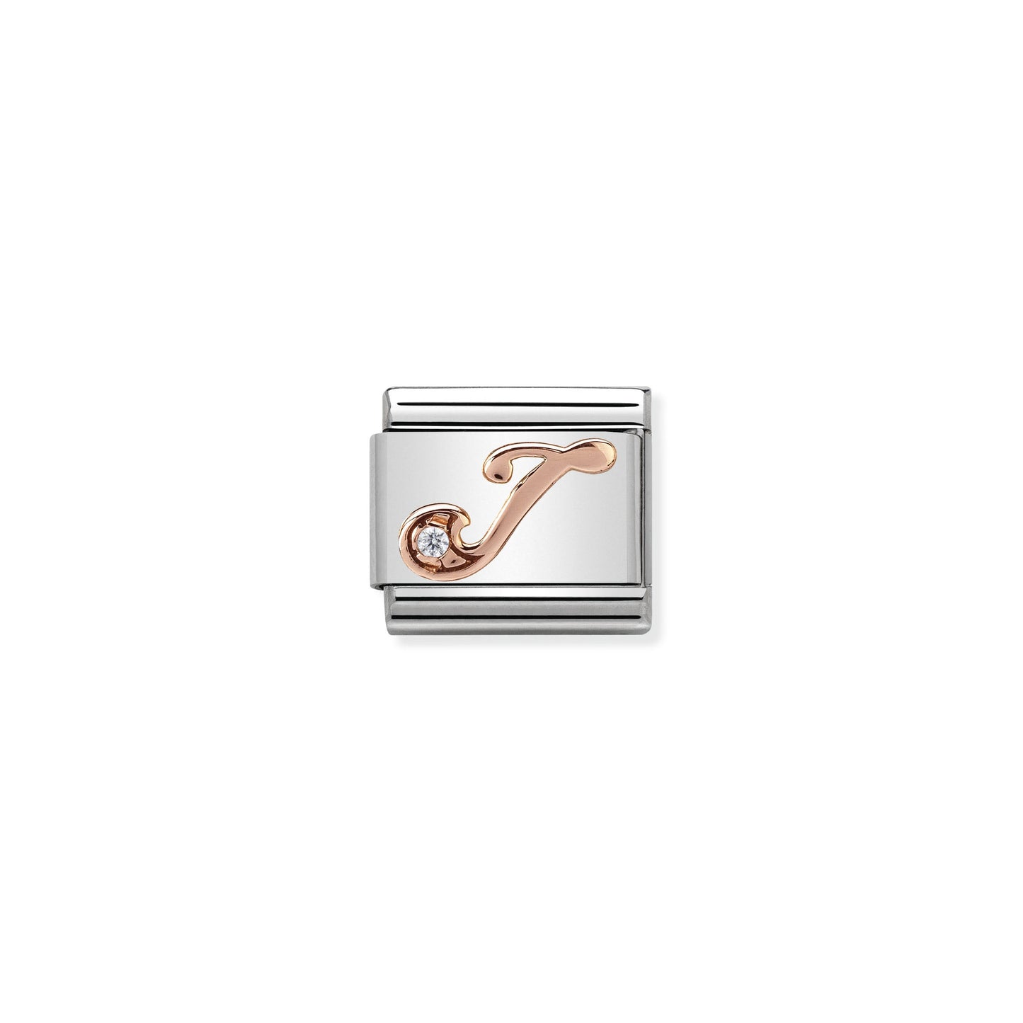 Composable Classic LETTERS steel, zircon and 9k rose gold (10_J)