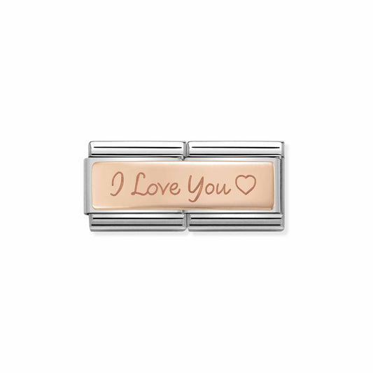 Composable Classic DOUBLE ENGRAVED steel and 9k rose gold CUSTOM (04_I love You)