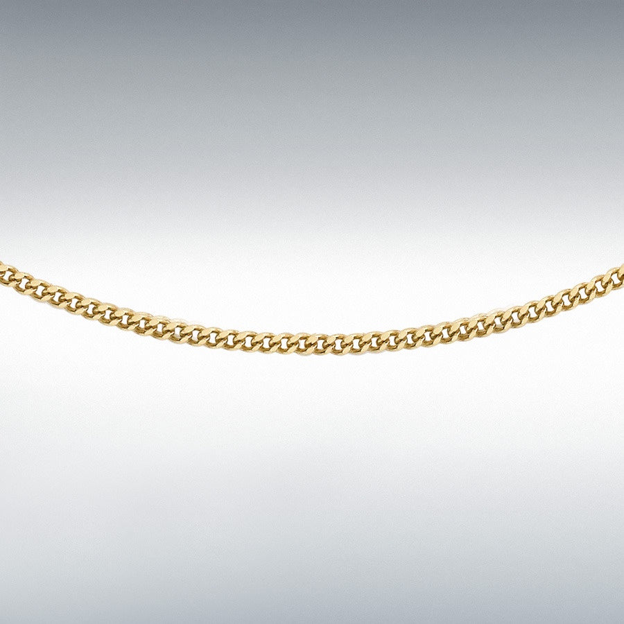 9CT YELLOW GOLD 30 DIAMOND CUT ADJUSTABLE CURB CHAIN 41CM/16"-46CM/18"