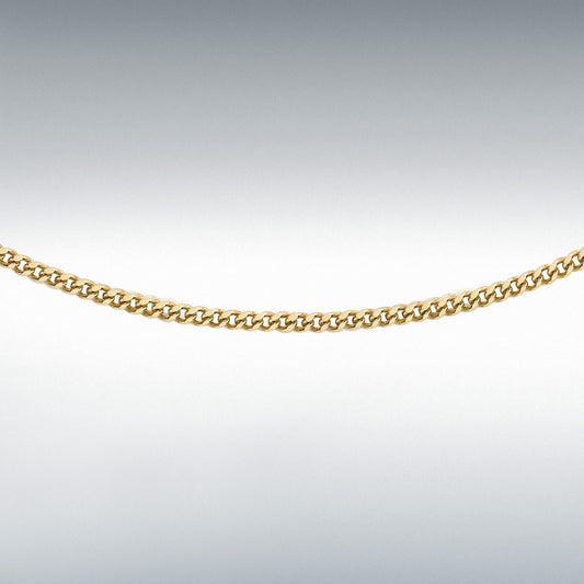 9CT YELLOW GOLD 30 DIAMOND CUT ADJUSTABLE CURB CHAIN 41CM/16"-46CM/18"