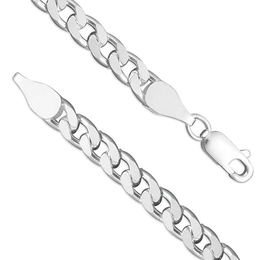 Sterling Silver 4.90mm diamond-cut curb 51cm