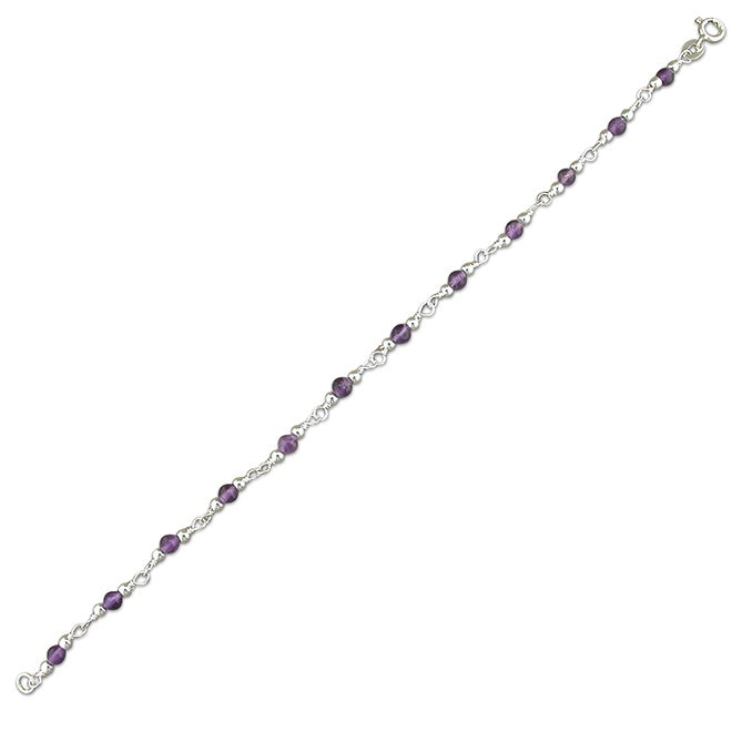 Silver and Amethyst Beaded bracelet