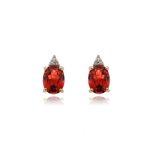 9ct Yellow Gold Diamond & Garnet Earrings