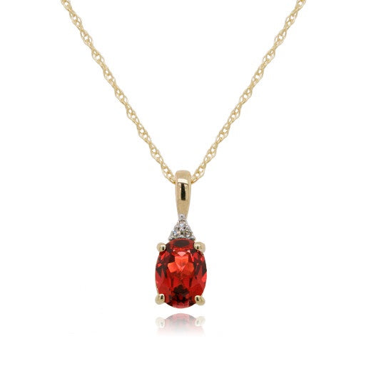 9ct Yellow Gold Diamond & Garnet Pendant Necklace