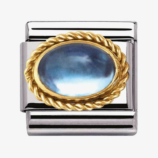 Composable Classic STONES in stainless steel with bonded yellow gold setting and detail (13_light blue topaz)