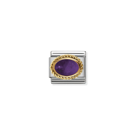 Composable Classic STONES in stainless steel with bonded yellow gold setting and detail (02_AMETHYST)