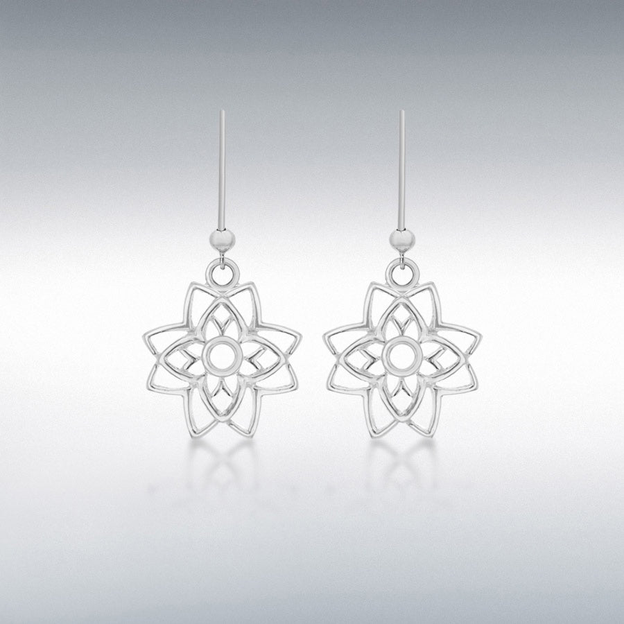 STERLING SILVER STAR CUTOUT DROP EARRINGS