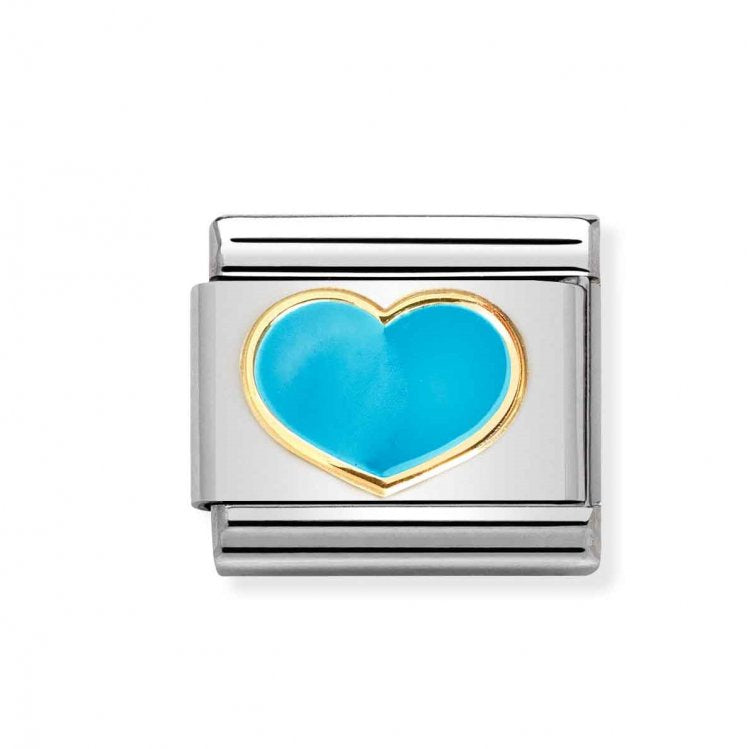 Composable Classic LOVE 2 stainless steel, enamel and bonded yellow gold (25_TURQUOISE heart)