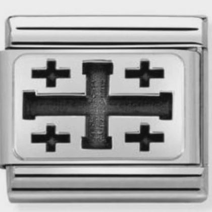 Composable Classic GEOGRAPHIC PLATES steel and 925 silver (05_Jerusalem cross)