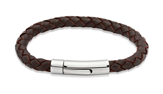 Unique & Co Brown leather bracelet with steel clasp