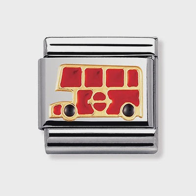 COMPOSABLE Classic TECH in stainless steel with enamel and bonded yellow gold (19_London Bus)