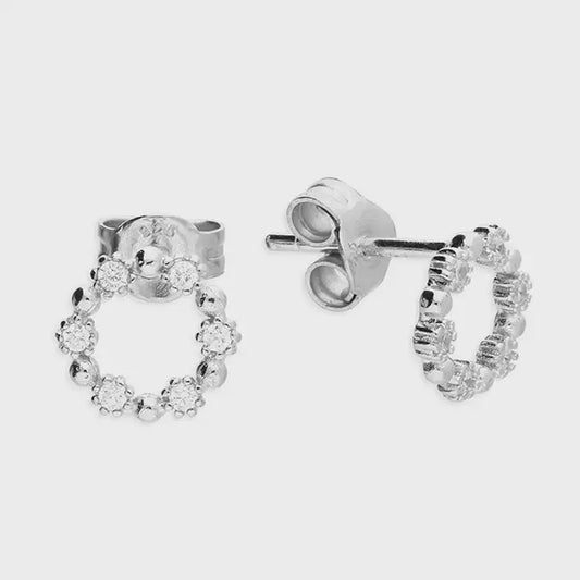 Sterling silver small cz round stud earrings