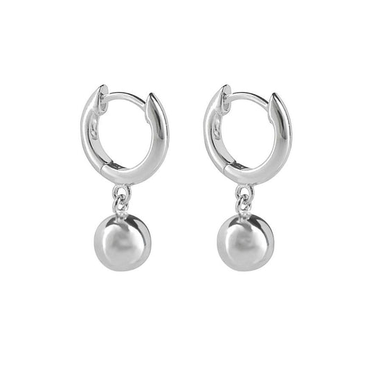 Recycled Silver Hoop Earrings with Ball Charm