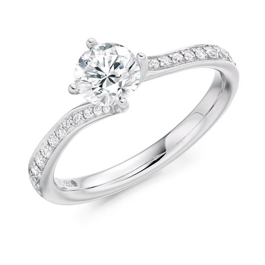 Platinum Round Solitaire Diamond Engagement ring Half Carat