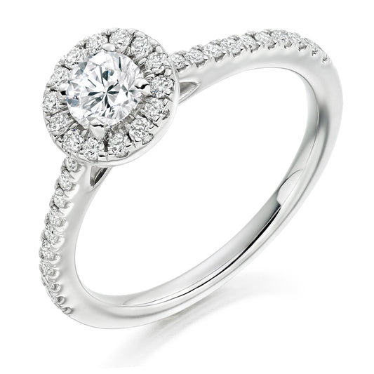 Platinum Round Brilliant Diamond Halo Engagement Ring