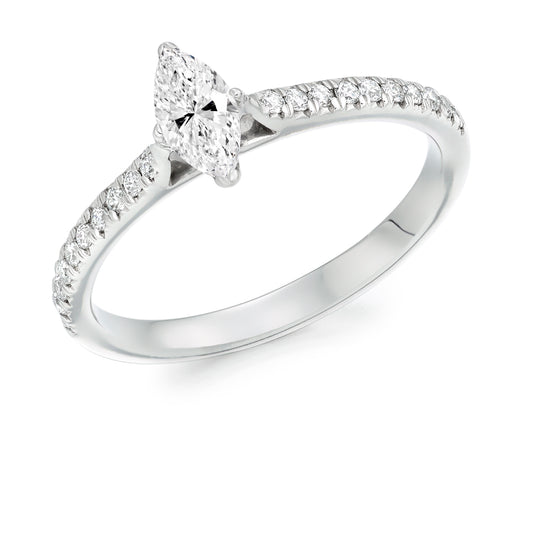 Platinum Marquise Shape Diamond Engagement Ring