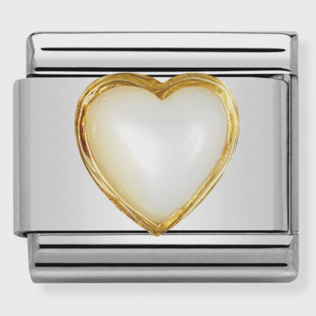 COMPOSABLE Classic STONES HEARTS in stainless steel with bonded yellow gold (12_WHITE MOTHER OF PEARL)