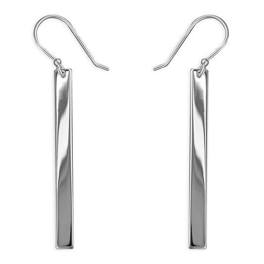 Plain flat bar hook-in drop earrings