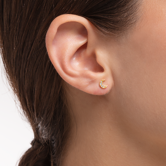 Single ear stud moon pavé gold H2133-414-14