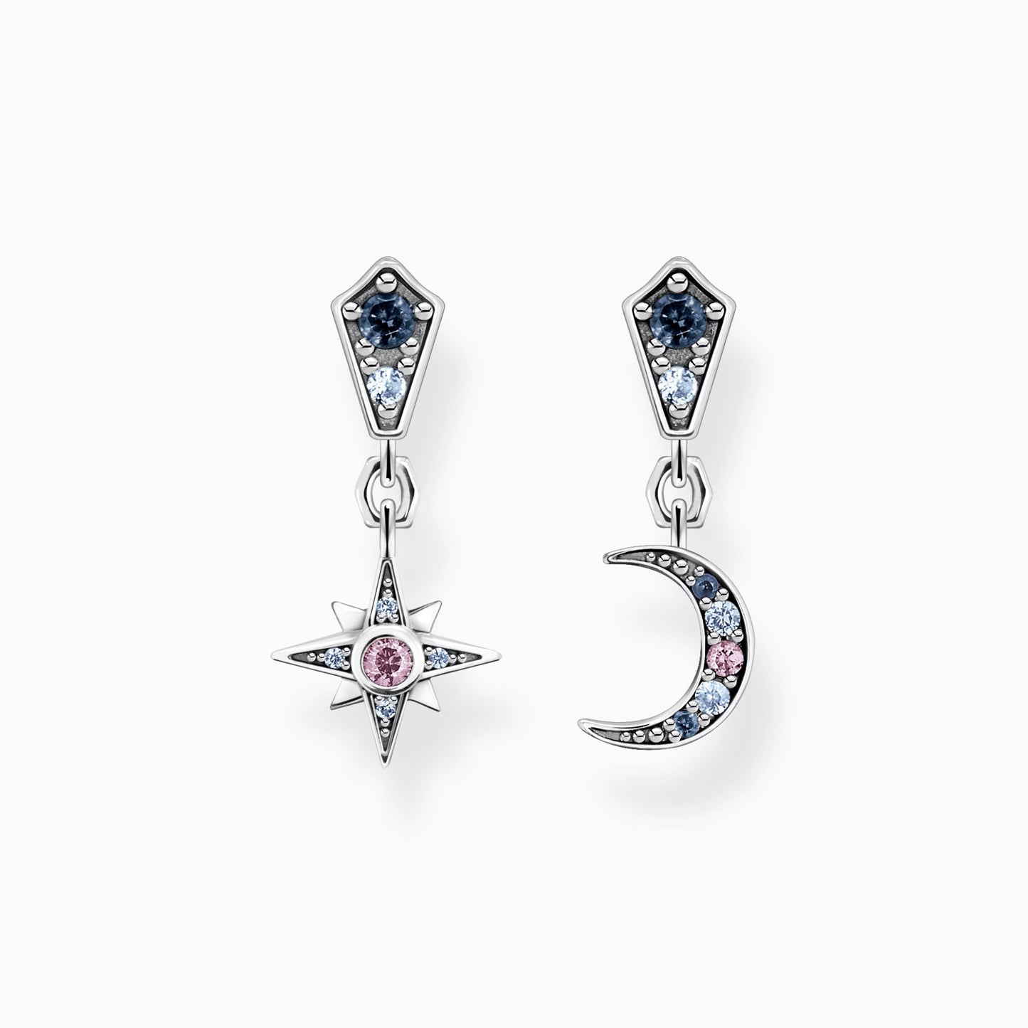 Earrings Royalty star & Moon silver