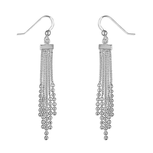 Chain and bead tassel drop earrings